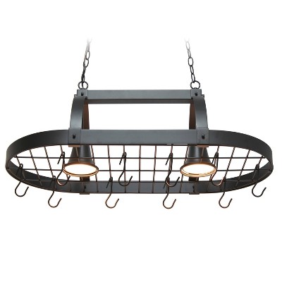 Oil Rubbed Bronze 2-Light Metal Kitchen Pot Rack