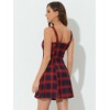 Allegra K Women's Plaid Zipper Front Strap Sleeveless Mini Party A-Line Dress - 3 of 4