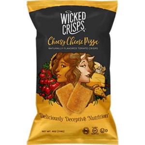 Wicked Crisps, Cheesy Cheese Pizza, Deliciously Deceptive Nutrition, Gluten-free, Low-fat, Non-GMO, Kosher, All Natural, 4oz party-size bag (4 PACK) - 1 of 2