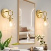 POWLIG 11.42-in 1-Light Gold Modern Industrial Wall Sconces with Cone Clear Glass Shade (Set of 2) - 2 of 4