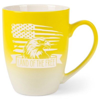 100 North United States of America 10 Ounce Yellow and White Two Toned Ombre, Comfortably Fits Your Hands, Ceramic Tea Coffee Cup Mug, Land Of The