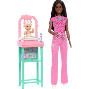 Barbie Baby Doctor Doll with Brunette Fashion 9.5" Doll, 1 Baby Doll, Furniture and Accessories - 1 of 4