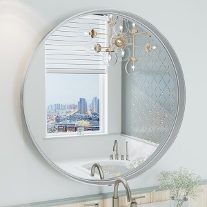 Apmir Round High Quality Aluminum Alloy Framed French Cleat Mounted Wall Decor Bathroom Vanity Mirror in matte black with 5-Year Warranty - 1 of 4