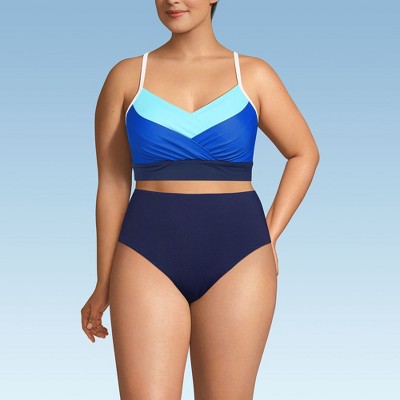 Lands' End Women's Slender Suit Pleated Tankini Top