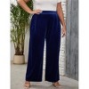 Clearlove Women's Plus Size Velvet Wide Leg Pants with Comfort Waistband Elastic Waist Casual Trouser - 2 of 4