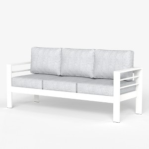 LayinSun Aluminum Patio Couch Sofa, All-Weather Metal Modern 3 Seater Outdoor Sofa with 5" Thick Cushion - 1 of 4