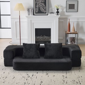 PAGED Fold-Out Transformable Sectional Couch with Supportive Foam,2-Seater Compact Chenille Sofa for Living Room - 1 of 4