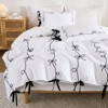 White Bow Tie Duvet Cover Set – Soft Breathable 3-Piece Bedding with Black Tie, Romantic Farmhouse Cottage Style - 4 of 4