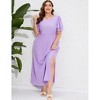 Plus Size Women's Tiered Ruffle Sleeve Maxi Dress with High Slit Elegant Long Flowy Party Dress - 3 of 4