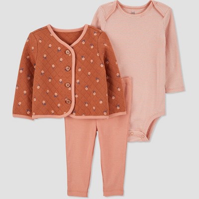 Carter's Just One You® Baby Girls' Floral Quilted Top & Bottom Set - Pink Newborn