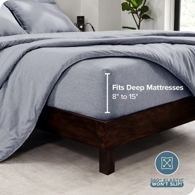 Heather Midnight Blue Queen Microfiber Bed in a Bag Set