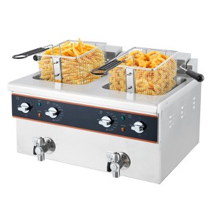 COZONY Dual Tank Deep Fryer, Stainless Steel Countertop Fryer with Oil Drain 30 Min Timer Rotary Head - 1 of 4