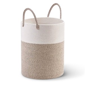 Cheer Collection Large Cotton Rope Laundry Hamper with Handles – Tall Woven Basket for Clothes, Toys, Blankets - 1 of 4