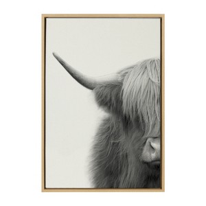 Kate and Laurel Sylvie Hey Dude Highland Cow Crop Framed Canvas by The Creative Bunch Studio - 1 of 4