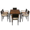 YOOCOZZ 7-Piece Outdoor Wicker Rattan Dining Set with Acacia Wood Tabletop and Armrest - Brown - 4 of 4