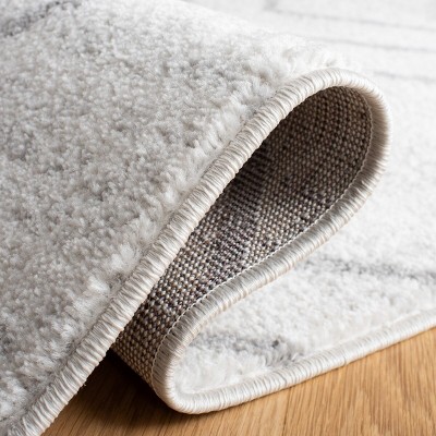 Light Grey and Dark Grey Geometric 6' x 9' Synthetic Area Rug