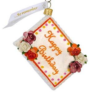 Ornaments To Remember 4.0 Inch Birthday Cake Postcard  Flowers Tree Ornaments - 1 of 3