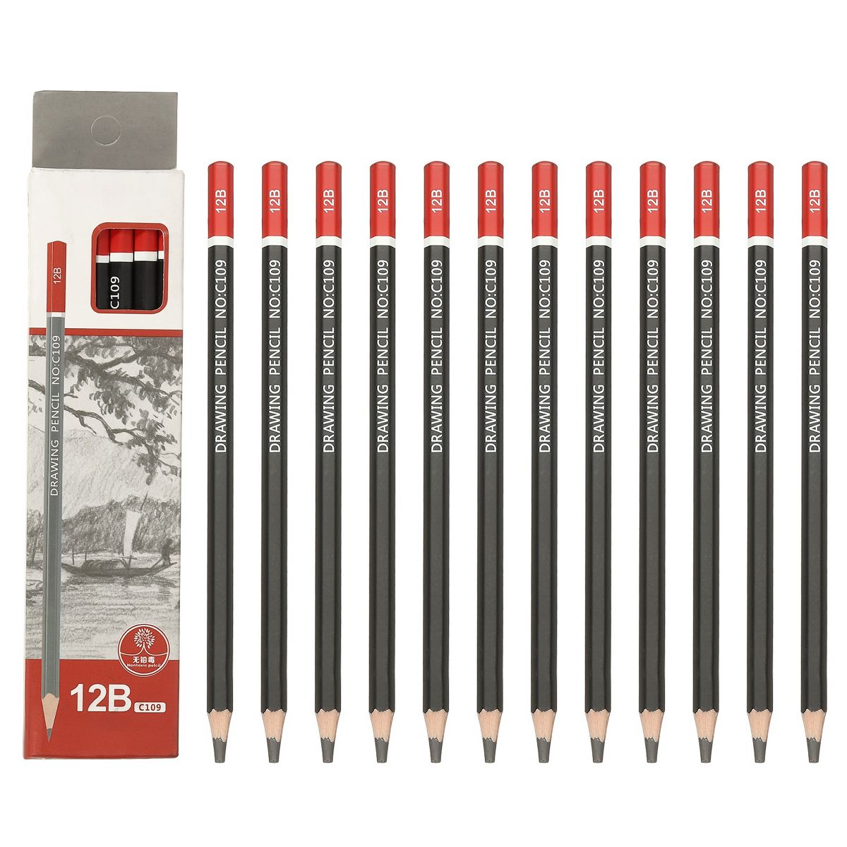 Unique Bargains Hexagonal Pre-sharpened Wood Break-proof Drawing Pencils 24 Pcs - thumbnail 8