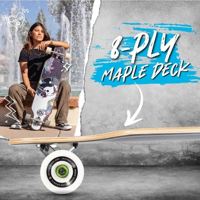 38" Black and White Maple Drop-Through Longboard Skateboard