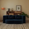 ORRD Modern Corduroy Floor Sofa Bed with 2 Pillows, Convertible Full-Size Folding Mattress, No Assembly, Blue - 2 of 4