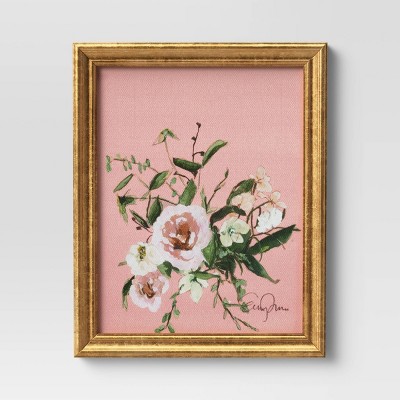 8" x 10" Mauve Floral Framed Wall Canvas - Threshold™