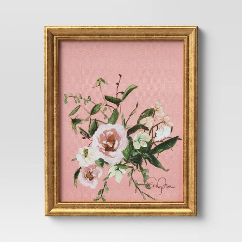 8" x 10" Mauve Floral Framed Wall Canvas - Threshold™ - image 1 of 4