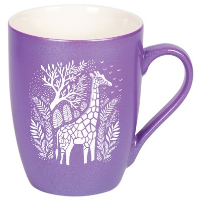Elanze Designs 10 Ounce Metallic Finish New Bone China Tea Coffee Cup Mug� Passion Purple Floral Safari Giraffe