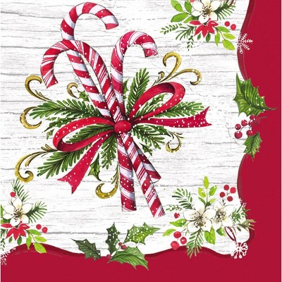 Cypress Home Candy Cane Paper Cocktail Napkins, 20 count