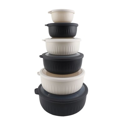 COOK WITH COLOR Wide Mixing Bowls with Lids 12 Piece BLACK
