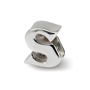 Black Bow Jewelry Sterling Silver Letter S Polished Bead Charm, 10mm - 1 of 3