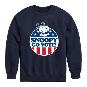 Boys' - Peanuts - Snoopy Go Vote Graphic Long Sleeve Fleece Sweatshirt - 1 of 4