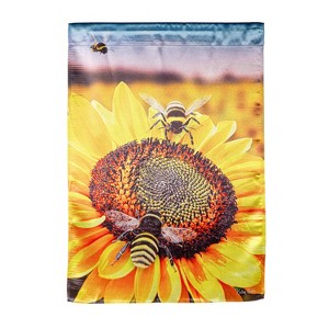 Bees on the Sunflower Lustre House Flag - 1 of 1