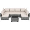 Garvee 7-Piece Patio Furniture Set, Rattan Wicker Sectional with Cushions, Modular Conversation Couch Set for Porch, Garden, or Deck - 3 of 4