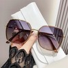 Anna-Kaci Women's Oversized Square Sunglasses with Dual Layer Frame and Gold Temple Accent UV400 Dark Lenses - 2 of 3
