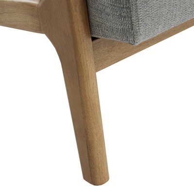 Mid-Century Elmwood Frame Accent Chair in Textured Gray