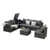 6-Piece Outdoor Patio Wicker Sectional Sofa Set with Corner Table & Glass Top Table - 3 of 4