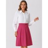 INSPIRE CHIC Women's Belted Waist Casual Knee Length Pleated A-Line Skirt - 2 of 4