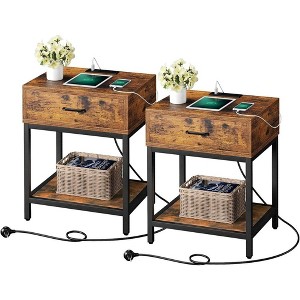 Whizmax Nightstand with Charging Station Type-C&USB Ports and Outlets, End Table with Storage Shelf for Bedroom Living Room College Dorm, 2pcs - 1 of 4