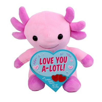 Frankford Valentine's Day Axolotl Plush with Gummy Candy Hearts - 1oz