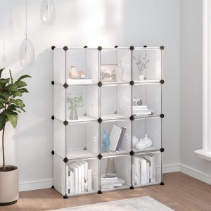 vidaXL Storage Cube Organizer with 12 Cubes and Doors Transparent PP - 1 of 4