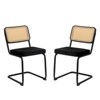 Set of 2 Velvet/Wood Rattan Upholstered Dining Chair with Chrome Legs and Mid Century Breuer Designed, 4Q -ModernLuxe - 4 of 4