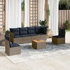vidaXL Patio Sofa Set with Cushions 7 Piece, Outdoor Conversation Set, Patio Furniture Set for Balcony Garden, Modern Style, Gray Poly Rattan - 2 of 4