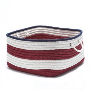 Colonial Mills Nautical Stripe Basket- Red & Navy 14"x14"x10" 100% Polypropylene Square - 1 of 1