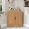Spassway Trapezoidal Wood Corner Cabinet Freestanding Corner Shelf with 5 Doors Storage Cabinet for Living Room Bathroom Kitchen Bedroom - 2 of 4