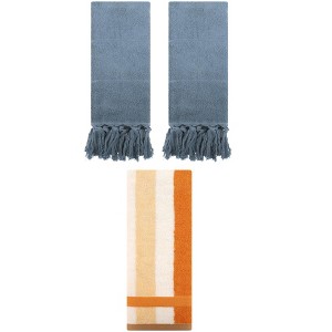 REGALWOVEN 3 Packs Cotton Absorbent Soft Decorative Bathroom Hand Towel Set - 1 of 4