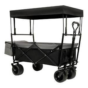 Grungis Extended Heavy-Duty Wagon Cart with Canopy,All-Terrain Shopping Cart with Side Pocket and Brakes,Utility Cart for Camping,Shopping - 1 of 4