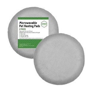 Evergreen Pet Supplies [2 Pack] 9" Round Microwave Pet Heating Pad for Hours of Soothing Warmth - Easy Clean Warming Disc with Washable Cover - 1 of 4