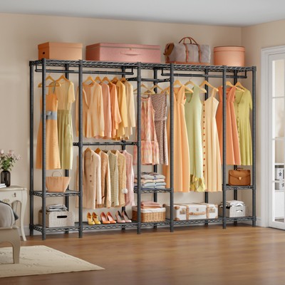 Black Extra Large Freestanding Wire Closet Rack with Adjustable Shelves