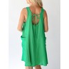 Women Tank Dress Sleeveless Scoop Neck Loose Mini Dress A-Line Sundresses Swimsuit Coverup with Pockets Green S - 4 of 4