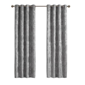 Gracie Mills Hendrix Jacquard Paisley Total Blackout Curtain Panel - 1 of 4